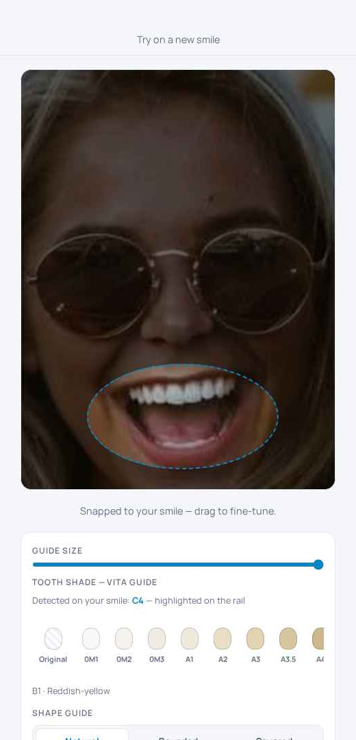 A smiling selfie ready for preview in SmileCast